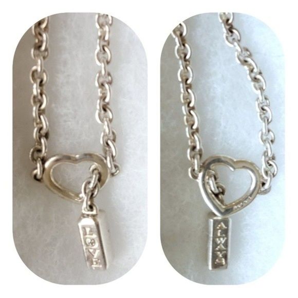 Diamond Bradford Exchange 925 Sterling Silver Charm Heart Bracelet 8" - Picture 5 of 14